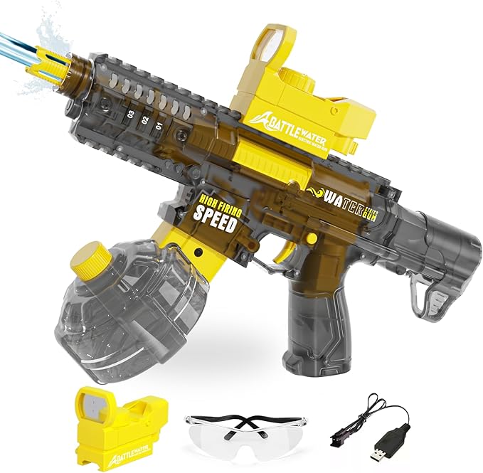 2025 Electric Water Gun for Adults Kids, Automatic Water Gun Toy for Kids Ages 4-8 8-12, Large Capacity High Power, 32ft Ultra-Long Range, Summer Pool Outdoor Beach Water Toys for Boys Girls(Yellow)