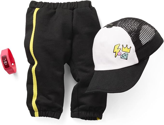 American Girl Truly Me 18-inch Doll Accessories Black Joggers, Baseball Cap, and Fitness-Style Watch, For Ages 6+
