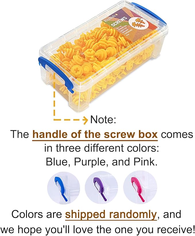 Screws Kit Top-up 180 Piece, Cardboard Construction Tools, STEM Educational Toys for at-Home Play + Classroom Learning, Screws 90 and Screws+ 90 Mix Kit for Boys and Girls Aged 5+(Yellow)