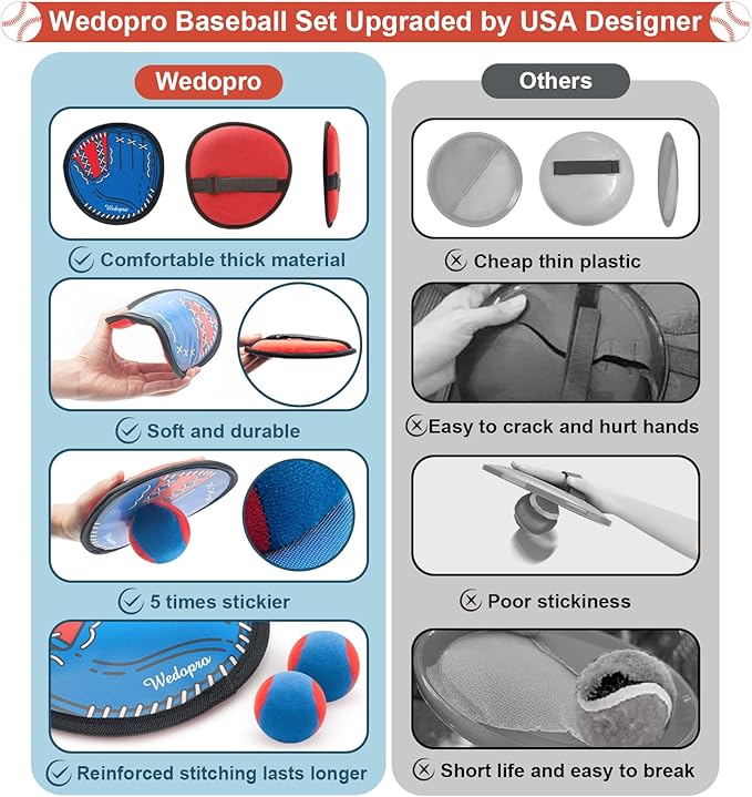 Toss and Catch Ball Game, Kids Toddler Baseball Glove & Catch Ball Toys, Kids Outdoor Games for Family, Toys for Beach Pool Yard Outside, Birthday Gift for Ages 3 4 5 6 7 8-12 Year Old Boys Girls