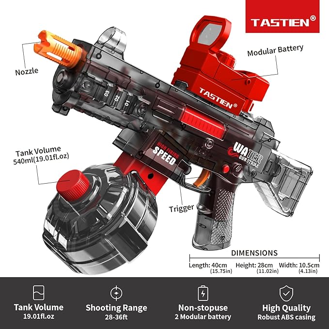 Electric Water Gun, 500+ Electric Water Blaster, Automatic Squirt Gun up to 36 FT Range, High Powered Watergun Toys for Kids Adults Pool Beach Party Outdoor Water Fighting Summer Gifts