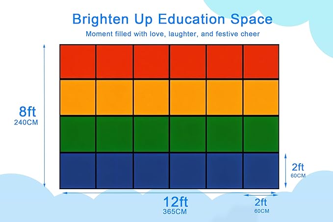 Classroom Rug Elementary 8'x12' Carpets Large Rainbow Rugs 24 Seats for Class