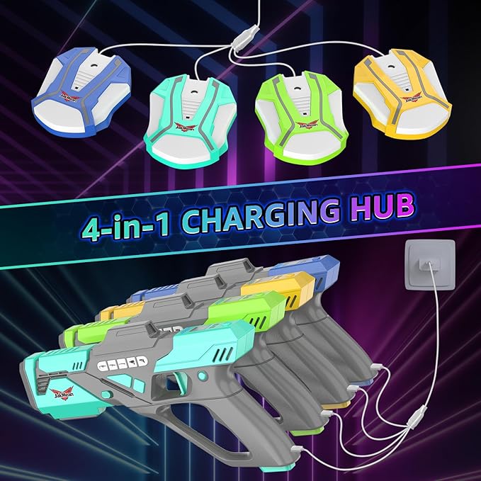 Rechargeable Lase r Tag Set with Vests, Upgrade Lase r Tag Guns Set of 4, Multi Player Lase r Tag Set for Kids Toy for Teen Boys & Girls, Indoor&Outdoor Toy Gift, Ages 8+,White