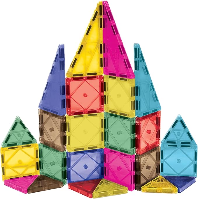 CreateOn Crayola Retro PIP Magnetic Tiles, Mini Building Set for Kids, Magnetic Tiles, Kids’ Building Toys, STEM & Montessori Toys for Boys and Girls Ages 3+, 24-Piece Set (Retro)