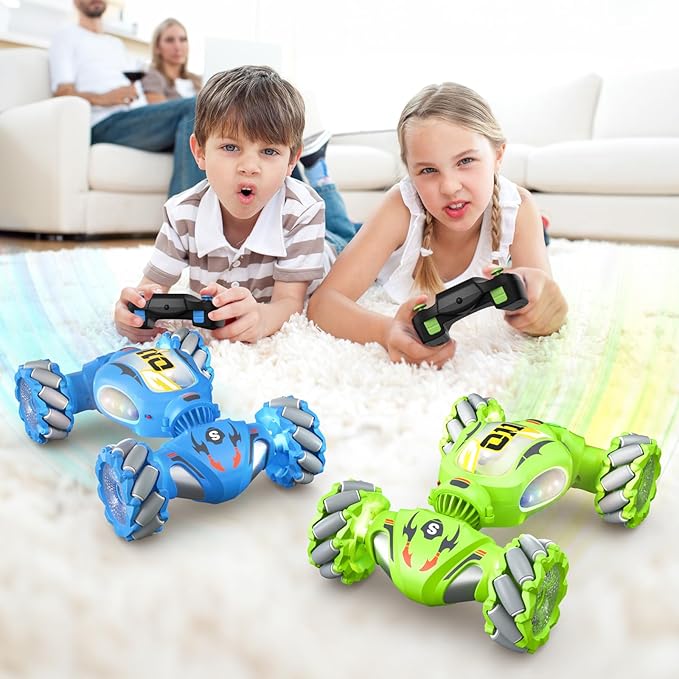RC Stunt Cars Remote Control Car Double-Sided Driving 360-degree Flips Rotating Toy All Terrain Off-Road car,4WD Gesture Sensing Stunt Car for Boys 6-12 Year Old for Kids