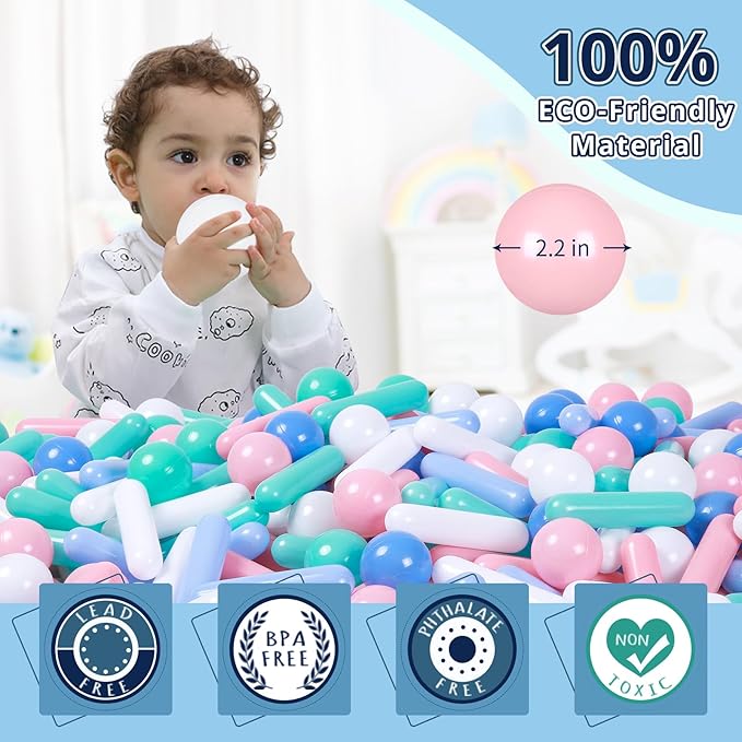 STARBOLO Ball Pit Balls for Kids -Pack of 120 Macaron Balls Crush Proof Plastic Toy Balls for Toddler Ball Pit, Ball Pit Play Tent, Party, Baby Pool Water Toys