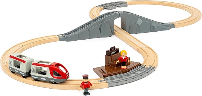 BRIO World – 36079 Starter Travel Train Set | 22-Piece Wooden Toy Train Set for Kids Aged 3 Years Up