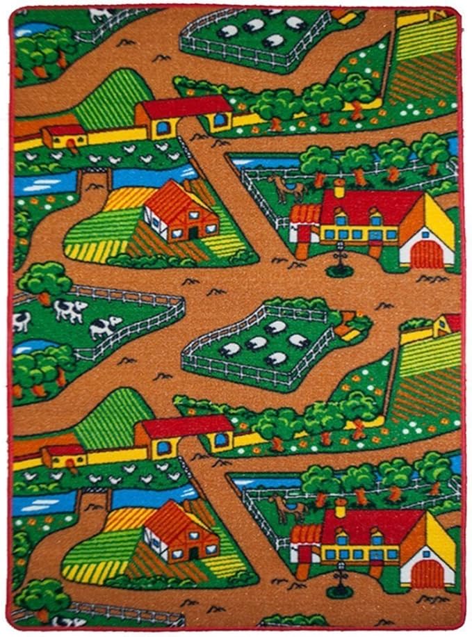 Kids Rug Farm 2 Area Rug 5x7 (Approx : 4'11" X 6' 10") Non Slip Gel Backing