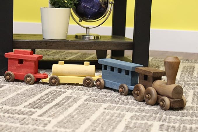 AmishToyBox.com Wooden Train Toy Play Set - 24" Long - CPSIA-Approved Finish (Circus Splash)