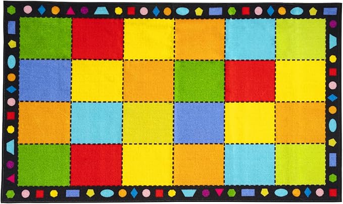 Booooom Jackson Thick Classroom Rug Elementary,13'x7'5'' Large Classroom Carpet Preschool Seating Rug for School, Colorful Classroom Rug for Classroom with 0.3'' Non-Slip Backing