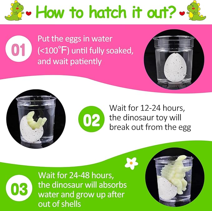 60PCS Small Hatching Dinosaur Eggs for Dinosaur Party Favors Birthday Goodie Treat Bag Stuffers Classroom Carnival Prizes Box Toys Bulk Pinata Fillers Novelty Grow in Water Dino Eggs with Toys Inside