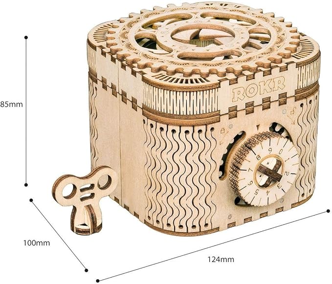 ROKR 3D Wooden Puzzle Mechanical Treasure Box Model DIY Brain Teaser Projects for Adult Kid Age 14+