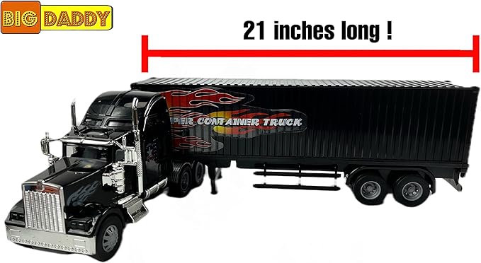 Big-Daddy Heavy Duty Tractor Trailer Cargo Transporter with Remote-Controlled Cargo Hold