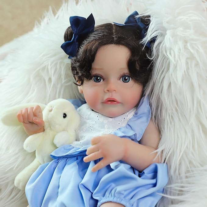 SCOM Reborn Baby Dolls Girl, 18Inch Newborn Baby Doll with Soft Weighted Cloth Body, Lifelike Reborn Toddler With Realistic Veins, Advanced Painted Baby Doll Accessories Gift Set for Kids Girls Age 3+
