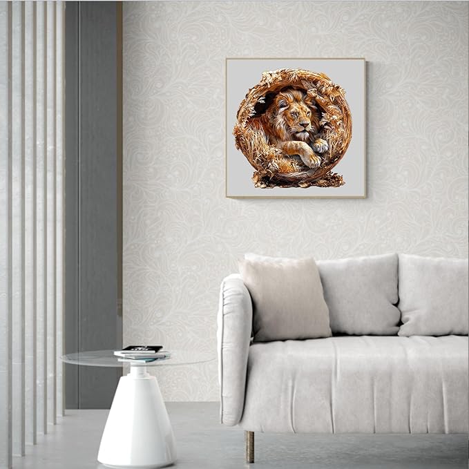 Wooden Puzzles for Adults, 3D Lion (S-100pcs) Wooden Jigsaw Puzzles Kids, 8.5 * 8.5in Unique Shaped Animal Wood Puzzles Adults 3D Vision Flat Puzzle Family Games