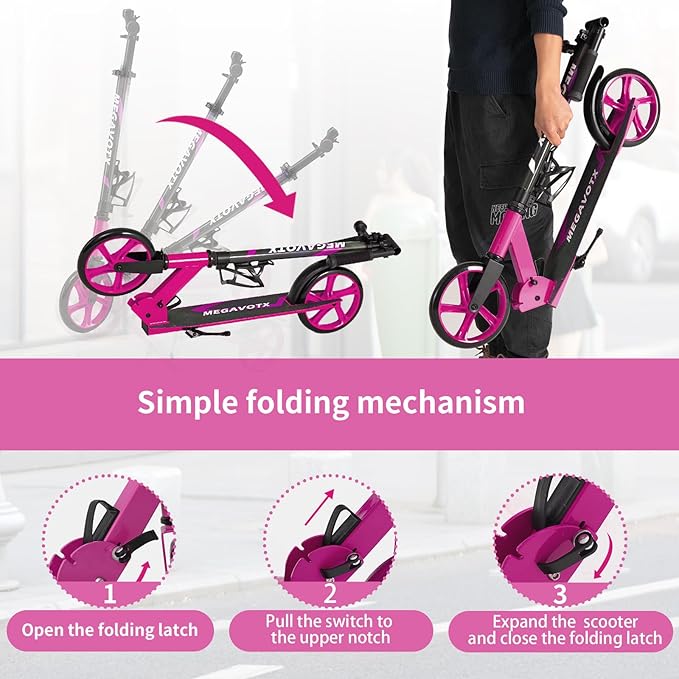 Kids & Adults Kick Scooter – 2 or 3 Wheel Options (LED on 3-Wheel) for Outdoor Fun & Commuting, Foldable and Portable, Adjustable Handle, Anti-Slip Deck (Ages 3 to Adult),Birthday Gift