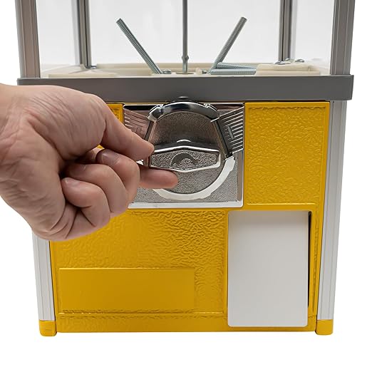Vending Machine, 20.87Inch Height Candy Gumball Machine with Load Capacity Gumball Bank, Metal Candy Vending Machine for 1.77-1.97Inch Gadget,Portable Candy Dispenser Machine for Retail Shop (Yellow)