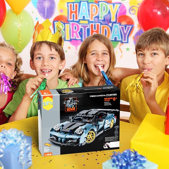 STEM Remote Control Car Building Kit Toys for Kids Age 8-12 with 2in1 STEM Robots Building Set Remote & APP Controlled Car/Robot, RC Car Toy Set for Boys Girls 466 Pcs (Black)