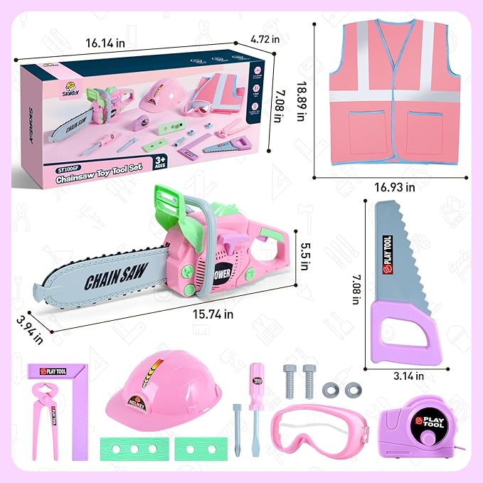 Skirtoy Toy Chainsaw for Kids, Family Day Games Pretend Play Series Kids Tool Set, Outdoor Electronic Chainsaw Toy Tool Set, STEM Preschool Toddler Tool Set, Gifts for Kids