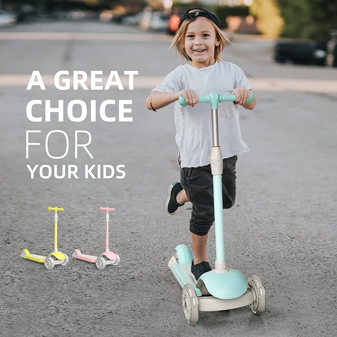 67i Scooter for Kids 3 Wheel Scooter Kids Kick Scooter for Toddler Girls Boys Scooter with Adjustable Height and Light-Up Wheels Scooter for Children Ages 3-12
