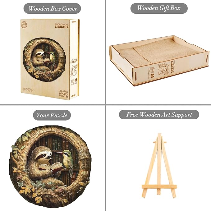 Wooden Puzzles for Adults, Wooden Jigsaw Puzzles for Adults Kids, Zoological Library Unique Shaped Wood Puzzles Adult, Creative Birthday Gifts for Friends Family Game (8.5 * 8.5in 100pcs)