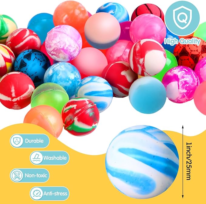 500 Pieces Bouncy Balls in Bulk 25 Mm/ 1 Inch Rubber High Bouncing Balls for Kids Colorful Bouncy Ornament for Kids Party Favors Prizes Gift Vending Machines Outdoor Activities