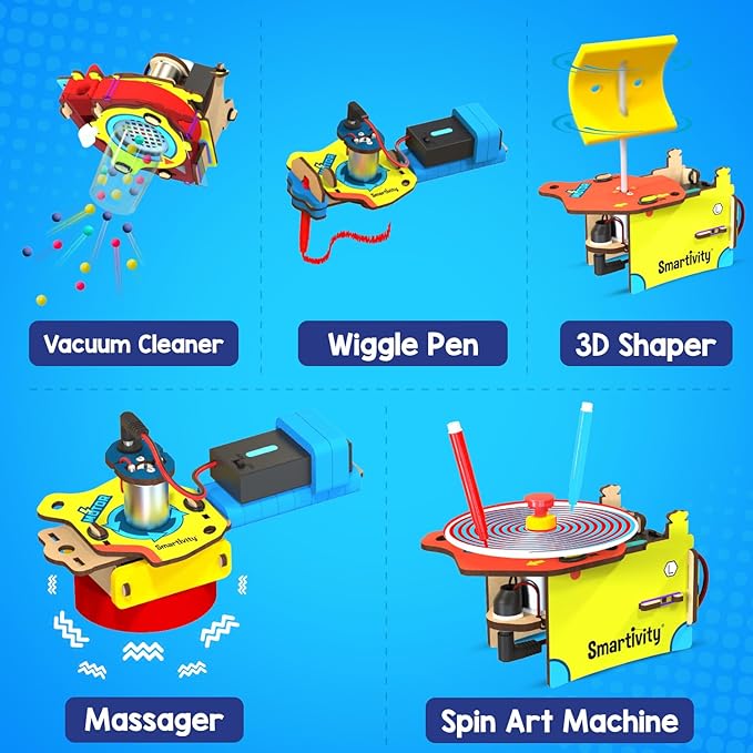 Smartivity 10in1 Motor Gadgets Kit for Kids I STEM Toys for Ages 6,7,8,9,10,11,12,13 Years | Build Cool Electronics Projects | Birthday Gifts for Boys & Girls | Science Kit for Kids 6-13