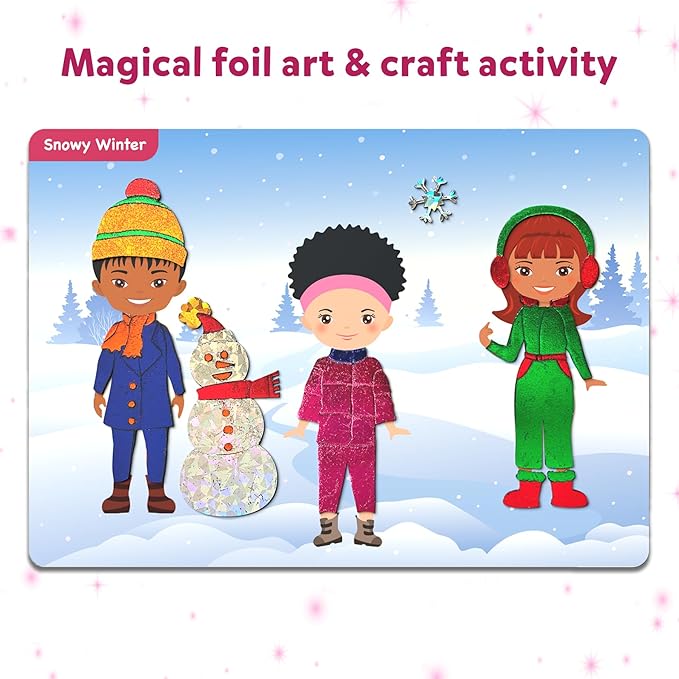 Skillmatics Foil Fun - Dress Up, No Mess Art for Kids, Craft Kits & Supplies, DIY Creative Activity, Travel Toys, Gifts for Girls & Boys Ages 4, 5, 6, 7, 8, 9, Travel Toys