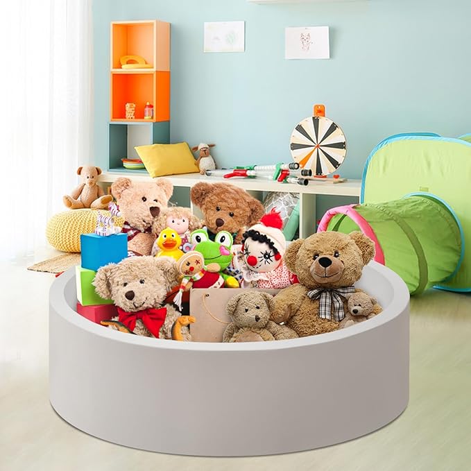Baby Ball Pit 47.2" Soft Round Memory Foam Ball Pits NOT Included Balls Indoor Outdoor Playpen for Babies Toddlers Kids Great Gift for Girls Boys, Gray