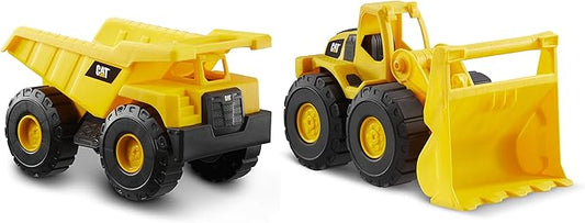CAT Construction Toys, 2 Pack 10" Construction Fleet Toy Trucks with Articulated Parts, Fun and Durable for Indoor/Outdoor Use, Ages 2+