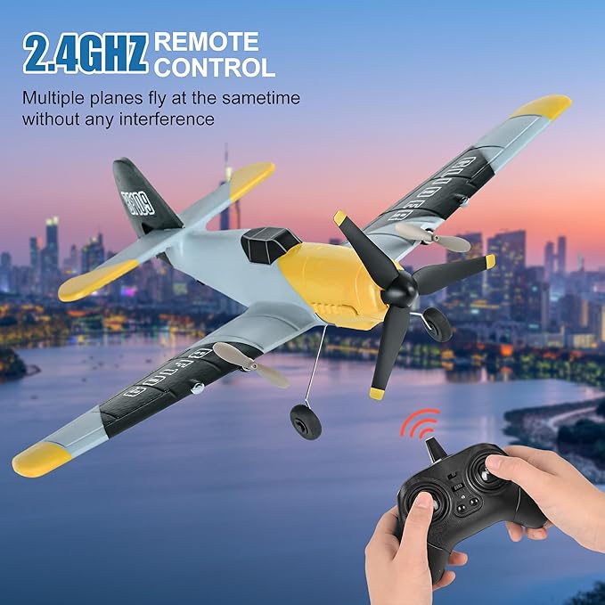 RC Plane Toy Drones 3 Channel BF-109 Airplane,2.4GHz 6-axis Gyro Stabilizer RTF Glider Aircraft Plane or Beginners Adults Kids with Xpilot Stabilization System Fighter