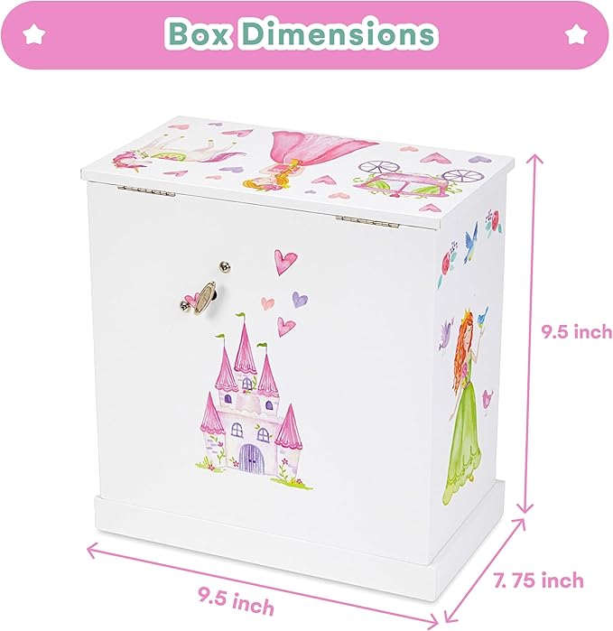 Jewelkeeper Jewelry Box for Girls with 3 Drawers - Musical Princess Jewelry Box with Spinning Doll and Dance of the Sugar Plum Fairy Tune - Appreciated Gifts for Kids - 9.5 x 7.75 x 9.5 Inches