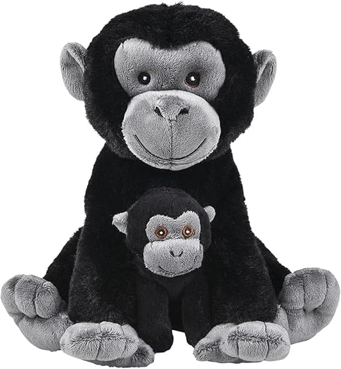 Mom and Baby Stuffed Animals for Boys & Girls, Safari Baby Shower Decorations, Nursery Decor, Zoo Animals for Toddlers, Quality Realistic Toys for Kids, Cute, Soft, Huggable, Squeezable (9.5" Gorilla)