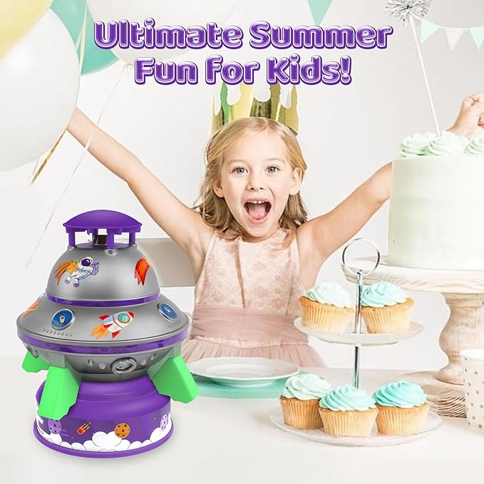 UFO Water Rocket Sprinkler for Kids Yard, LED Light-Up Summer Fun STEM Learning and Backyard Water Play Toy, Birthday Gift for Boys and Girls 3 6 9 12+ Year Old
