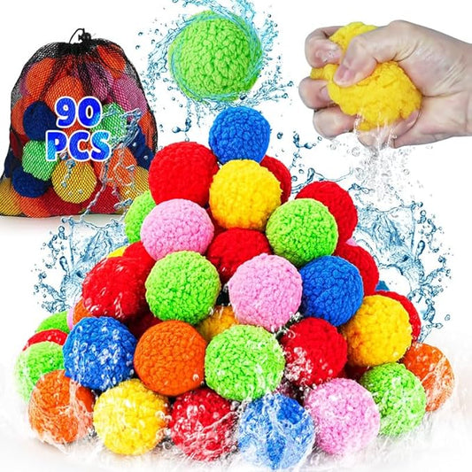 Reusable Water Balloons - 90 PCS Refillable Water Balls for Kids Outdoor Toys Games, Summer Pool Toys Water Play Splash Balls for Backyard Lawn Beach Fun Games for Boys Girls - Upgraded