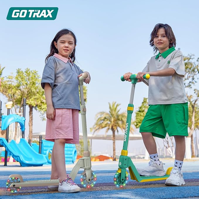Gotrax K03 Kick Scooter for Kids, 5" LED RGB Lighted Wheels, 4.6 Lbs Lightweight and One-Click Detachable Design, Height Adjustable Handlebars, Anti-Slip Deck and Max Load 110 Lbs for Boy&Girl Age 3+