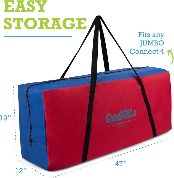 Giant 4 in a Row Connect Game + Storage Carry Bag - 4"-Feet Wide X 3.5"-Feet Tall - Oversized Jumbo Sized Entertainment for Outdoor/Indoor Play for Kids & Adults - Durable Waterproof - UPDATED VERSION