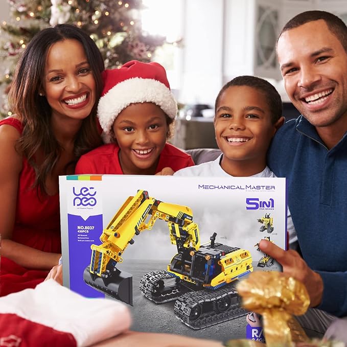 5 in 1 Building Toys STEM Robotics Kit, 430 PCS Blocks RC Robot Erector Sets, APP & Remote Control Excavator Science Kits for Kids Age 6 7 8 9 10 11 12-14, DIY Educational Gift for Boys & Girls