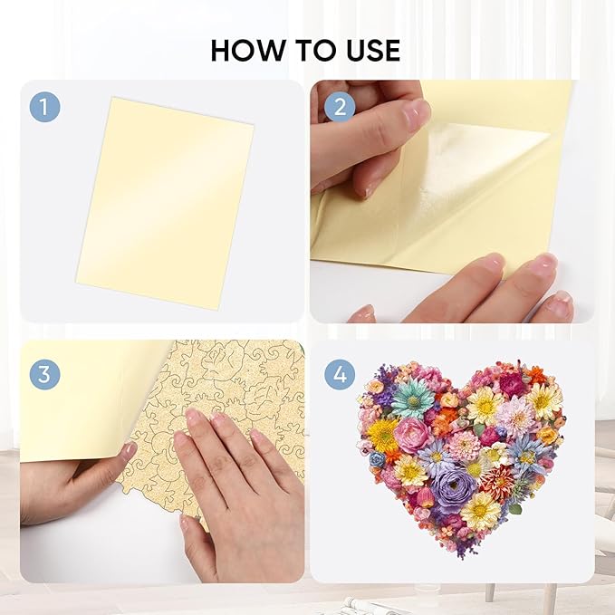 Flower Heart Wooden Jigsaw Puzzle for Adults and Kids 200 Pcs Unique Shape Wood Multicolor Beautiful Box Fun Challenge Brain Health Family Game Creative Gift for Friends Rompecabezas madera