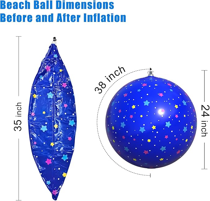 Blue Beach Ball 24 Inches - Exciting Pool and Beach Toy for All Ages, Large Inflatable Beach Ball Ideal for Summer Water Activities and Hawaiian Parties Bulk Beach Balls