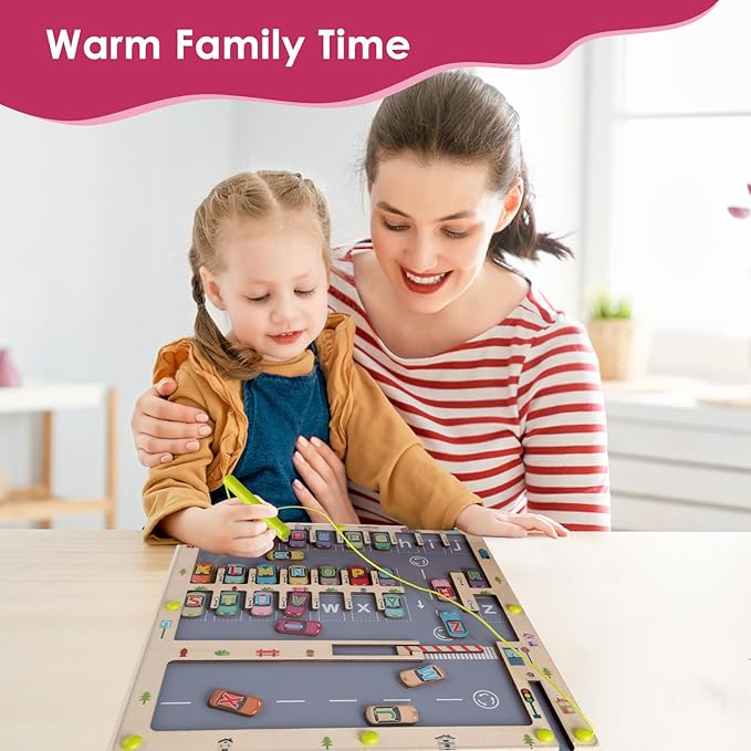 Magnetic Alphabet Maze Letter Puzzle for Fun Learning, Montessori Educational Toy for 3 4 5 Year Old Boys and Girls, Fine Motor Skills Development and Sensory Play