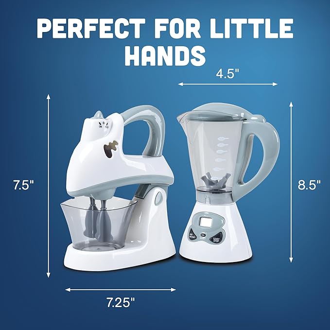 Constructive Playthings Play Kitchen Appliances, Kids Blender and Mixer Toy, Realistic Designs, Developmental Toddler Toys, Ages 3 Years and Up
