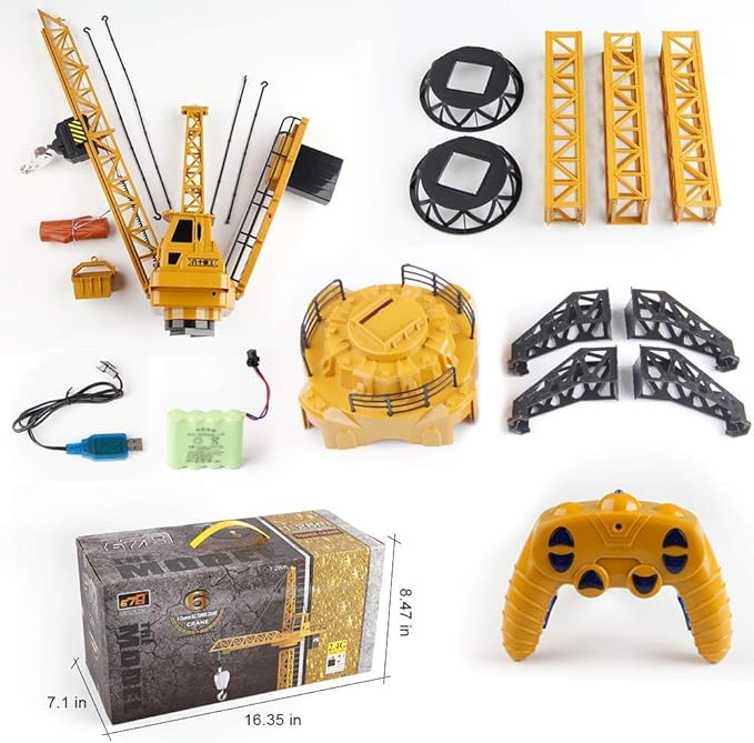 Liberty Imports 6 Channel RC Mega Tower Crane, 50.4 inch Tall 2.4GHz Remote Control Construction Site Toy 680° Rotation Lift Model with Tower Lights and Sounds for Kids