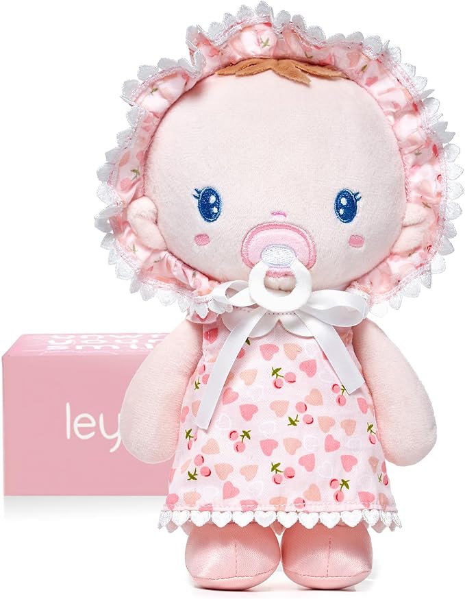 Soft Baby Doll Toys (9''), My First Baby Rag Doll for 1 Year-Old Girl Birthday Gift, Christmas Plush Toys Gift for Toddler Kids Infants-Cherry Baby