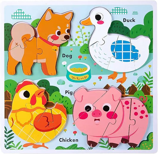 Farm Animal Puzzles for Toddlers 1-3, Gifts for 2 3 Years Old Girls Boys,Wooden Jigsaw Puzzles for Toddlers 2-4, Montessori Toys Learning Educational Toys Kids Ages 2-3