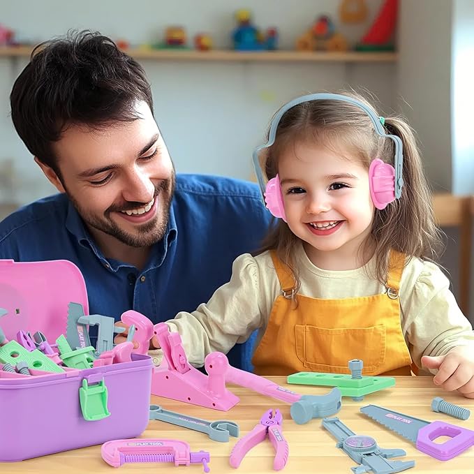 Kids Tool Set, 31 PCS Kids Tool Box Pretend Play Construction Toy with Electric Drill Hammer Tool Accessories Toddler Tool Set for Girls Boys Ages 3 4 5 6 7 Years Old