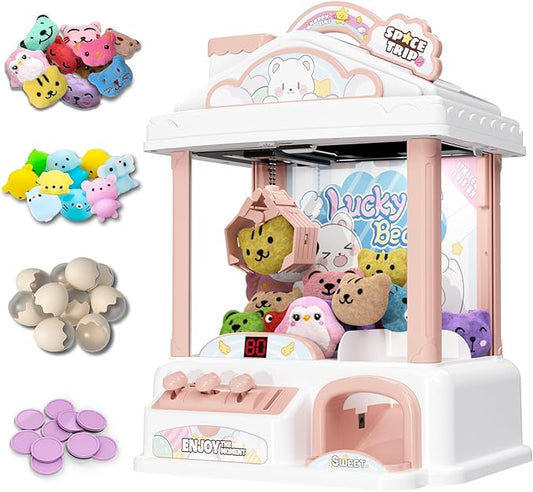 Claw Machine for Kids, Snow Bear Theme Mini Vending Machine for Girls Age 6-8, Candy Grabber Dispenser Toy Machine for Boys, Girl's Birthday Gifts for Age 3+, Fun Toys Perfect for Family, Party