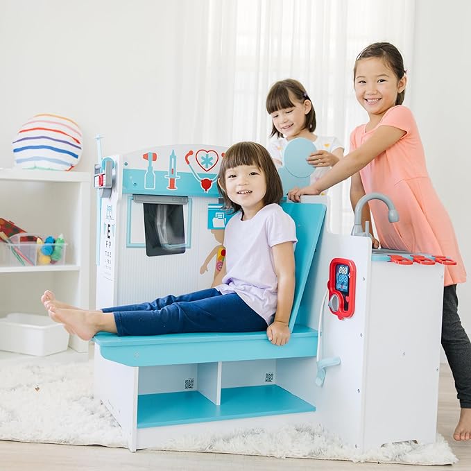 Melissa & Doug Wooden Get Well Doctor Activity Center - Waiting Room, Exam Room, Check-In Area - FSC Certified