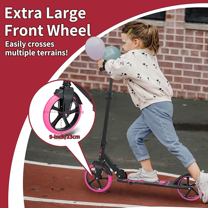 Kids & Adults Kick Scooter – 2 or 3 Wheel Options (LED on 3-Wheel) for Outdoor Fun & Commuting, Foldable and Portable, Adjustable Handle, Anti-Slip Deck (Ages 3 to Adult),Birthday Gift