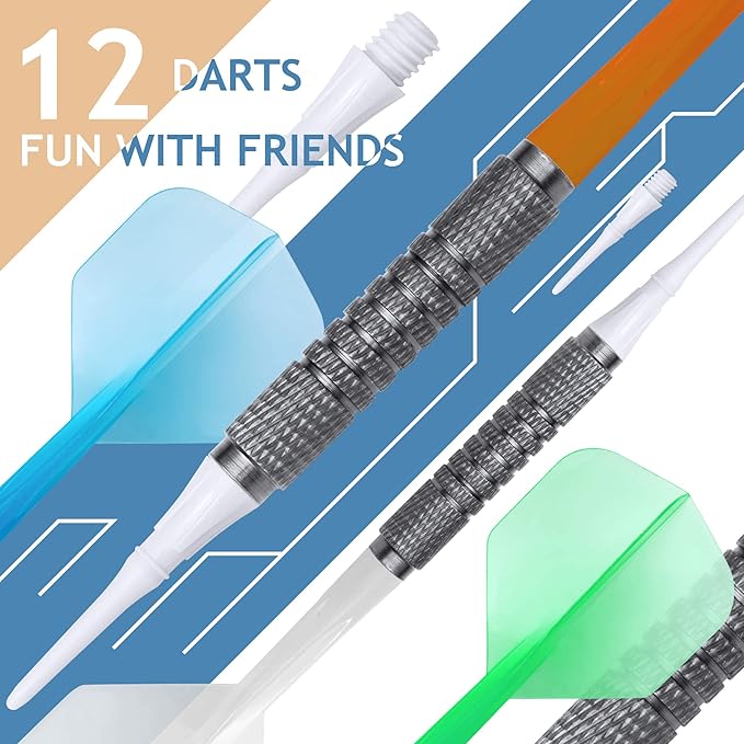 Electronic Dartboard 34 Games 355 Variations with 12 Darts Illuminated Dartboard Dart Storage for 12 Darts